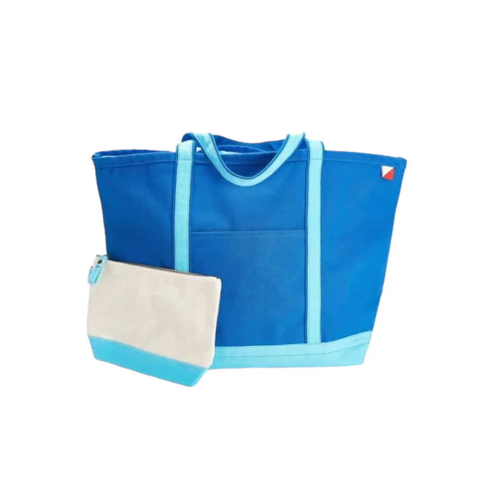 Shorebags Large Zip Top Boat Tote with Pouch Cadet